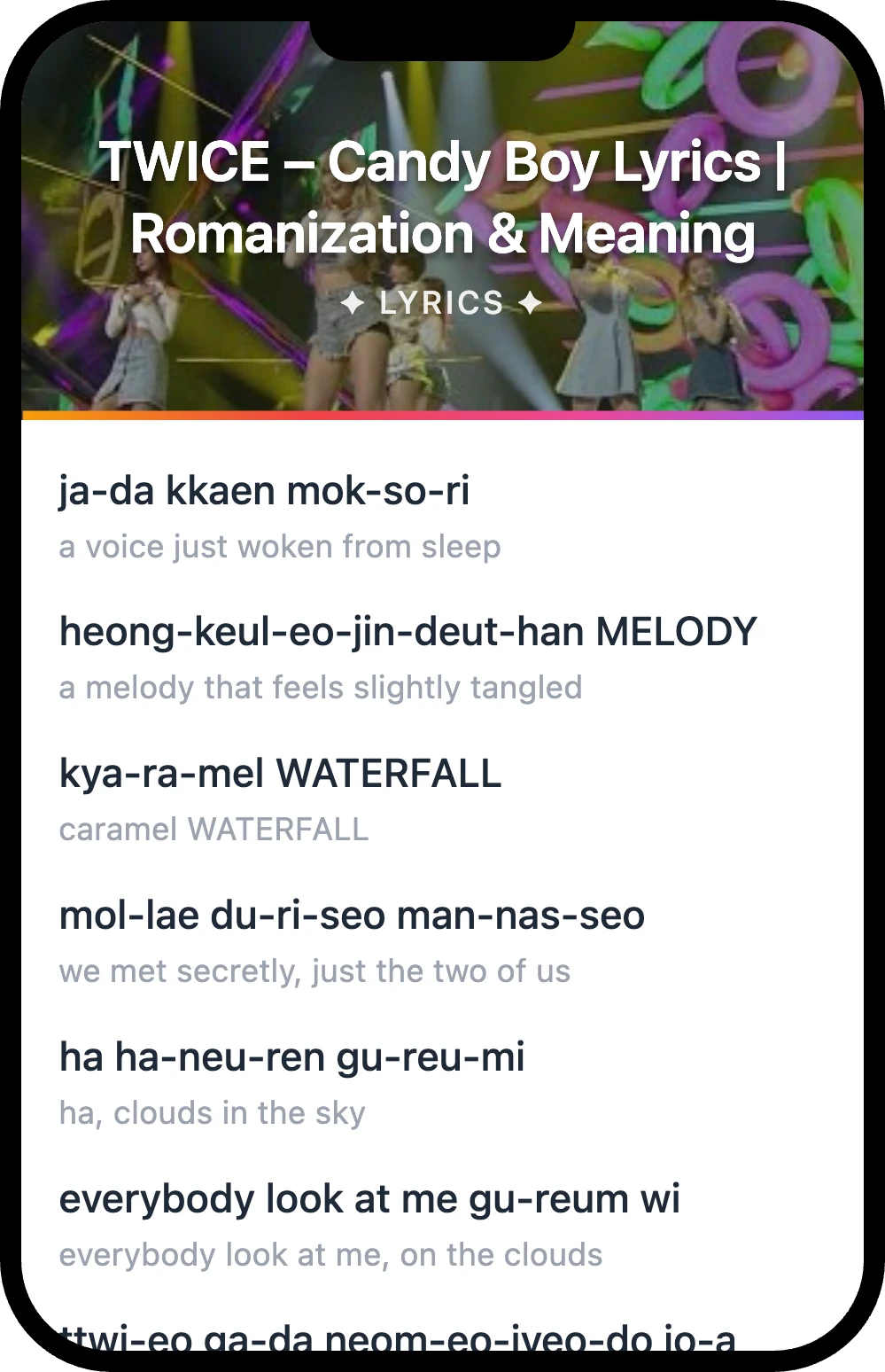 TWICE Candy Boy lyrics romanization and English meaning