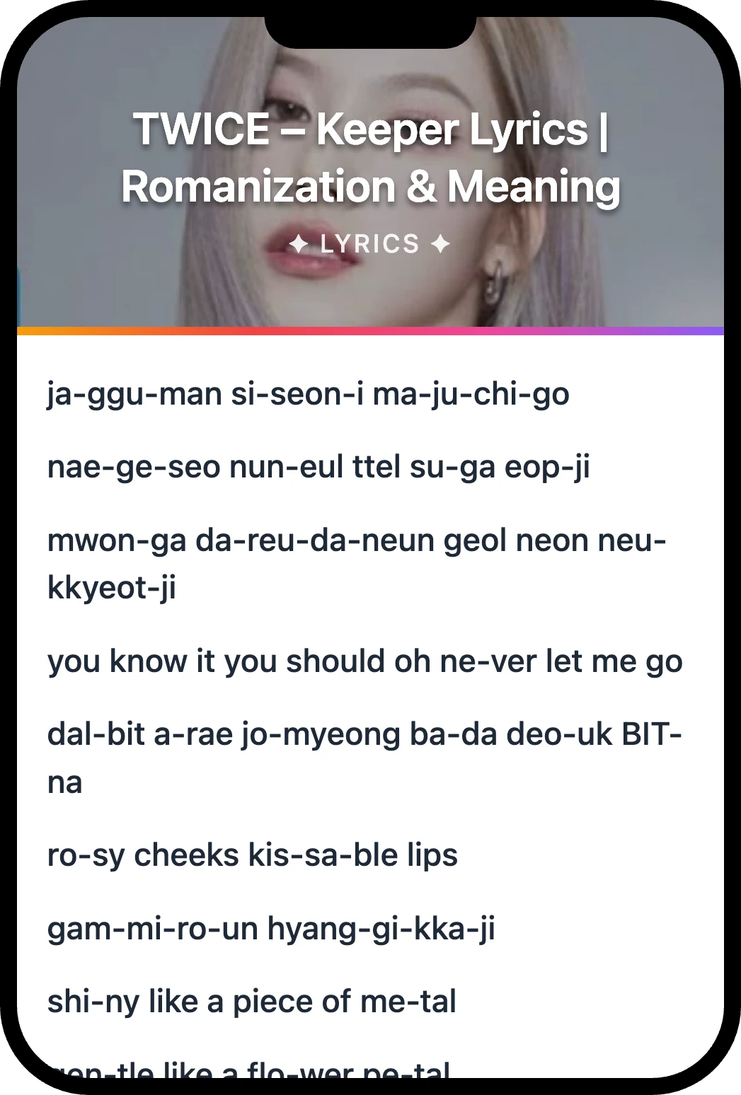 TWICE Keeper lyrics romanization and English meaning
