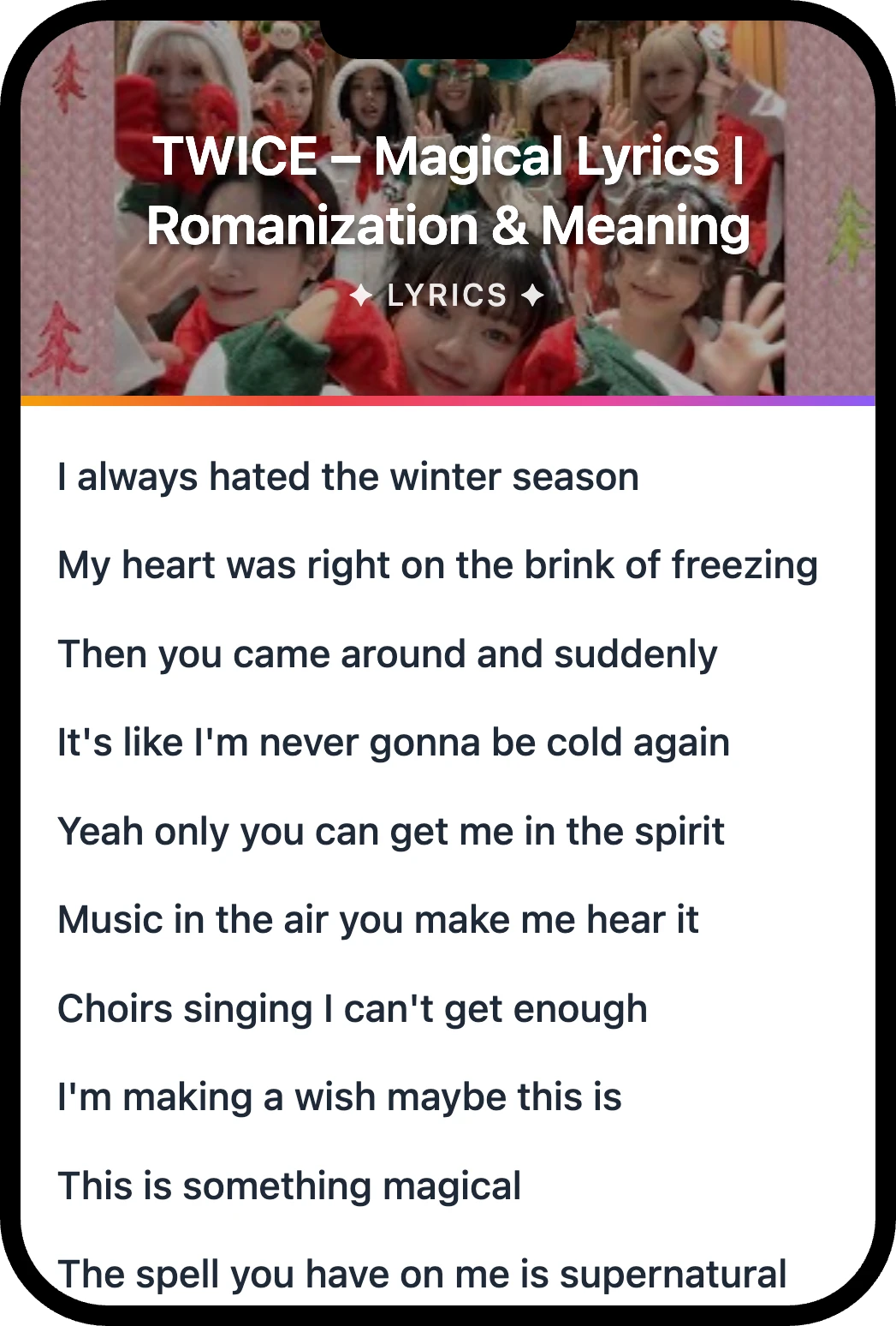 TWICE Magical lyrics romanization and English meaning