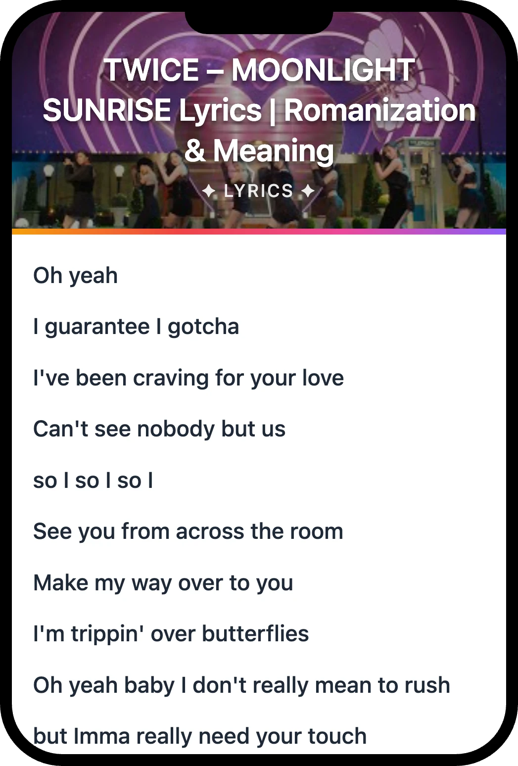 TWICE MOONLIGHT SUNRISE lyrics romanization and English meaning