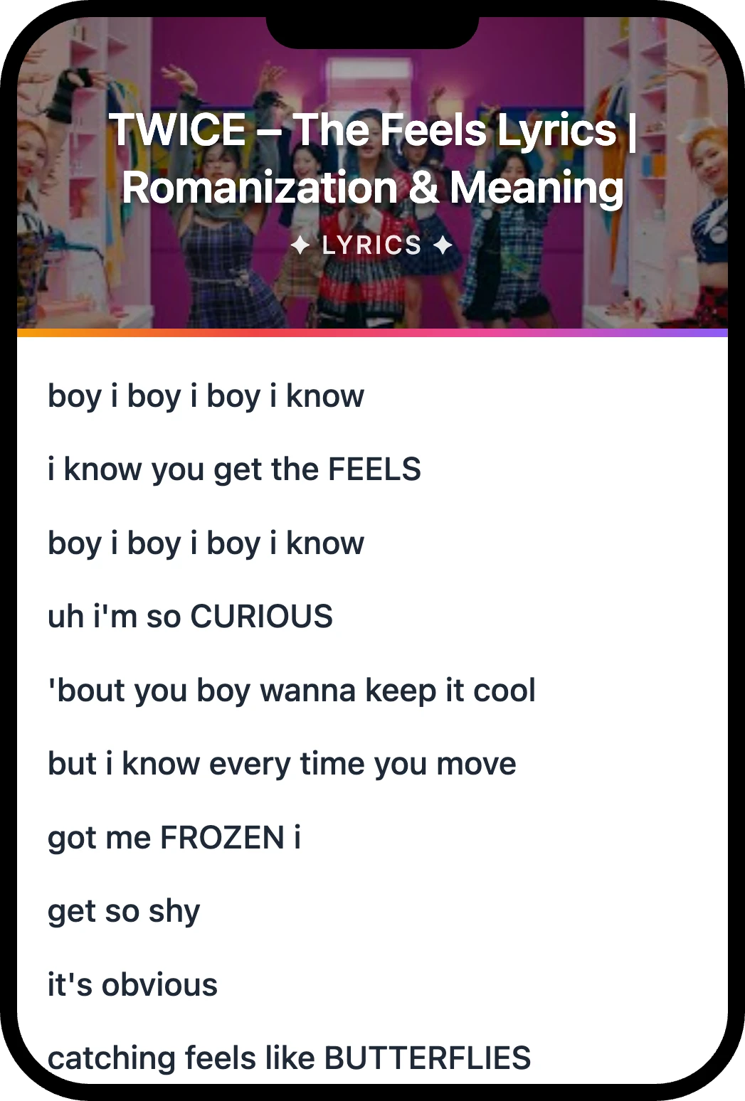 TWICE The Feels lyrics romanization and English meaning