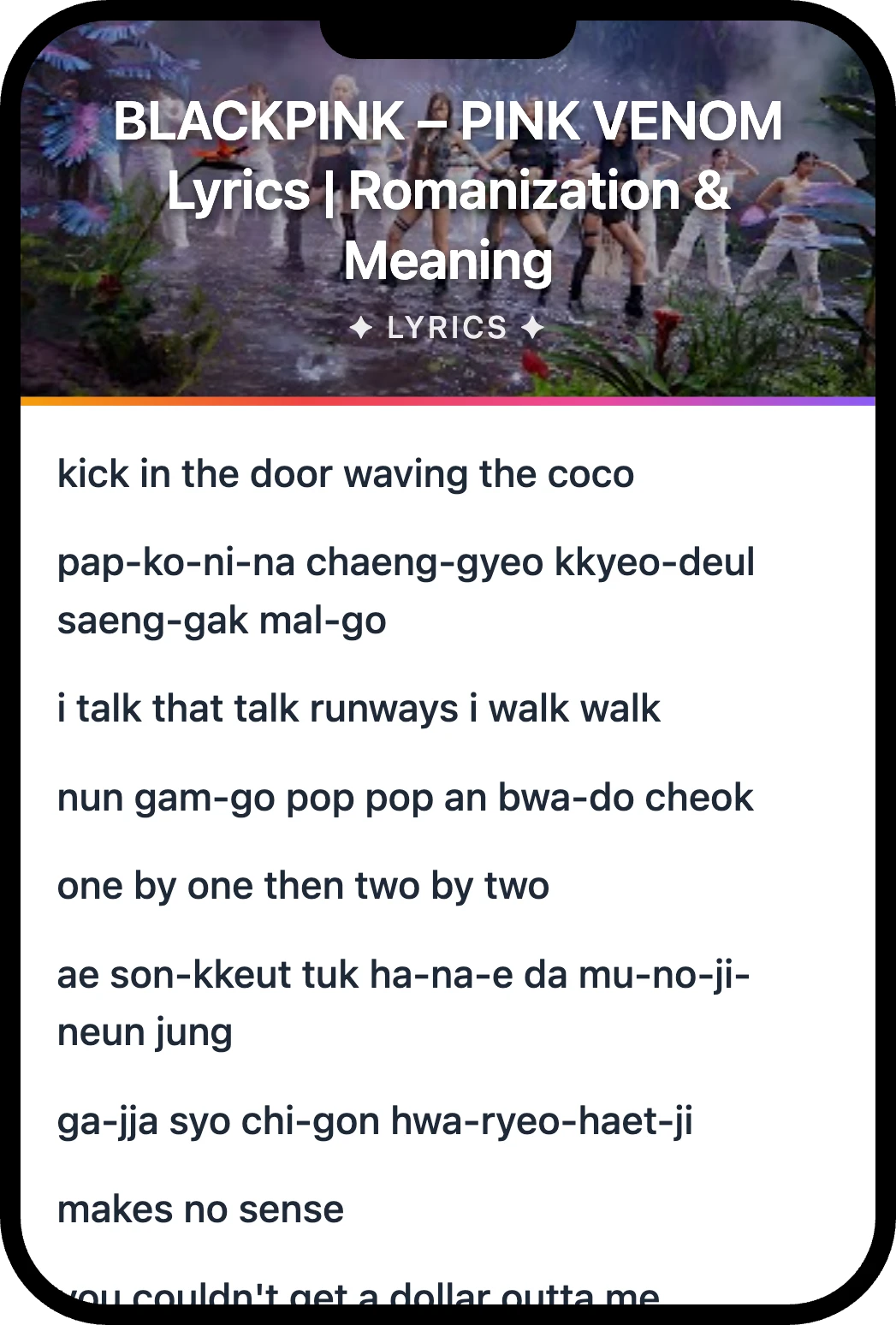 BLACKPINK PINK VENOM lyrics romanization and English meaning