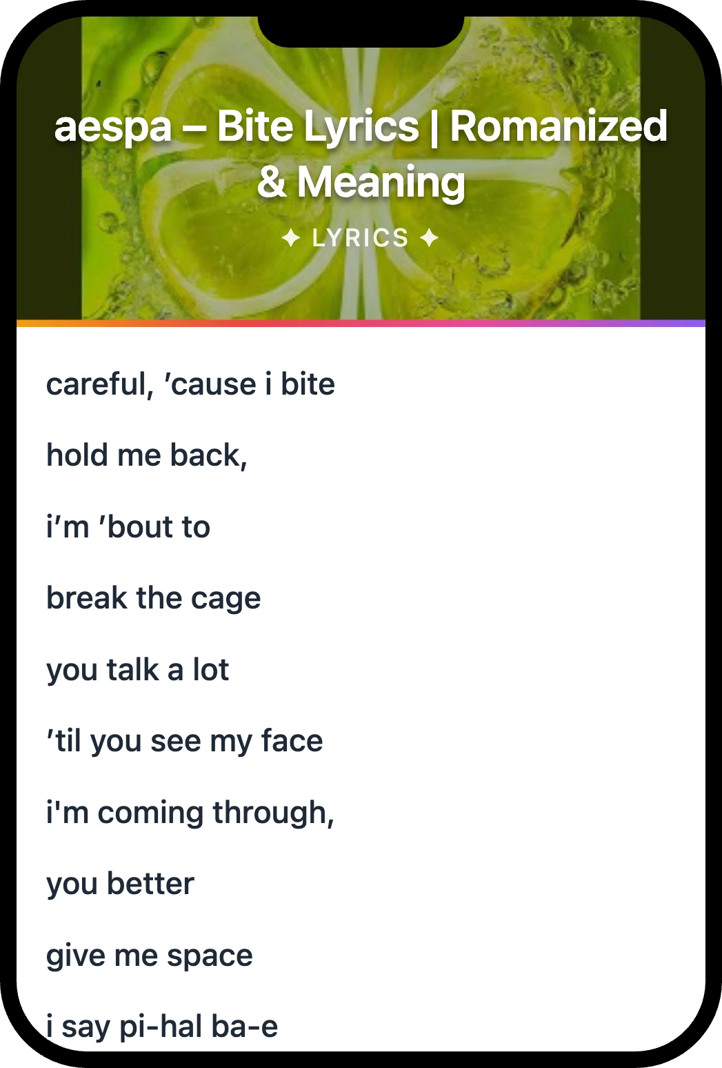 aespa Bite lyrics romanization and English meaning