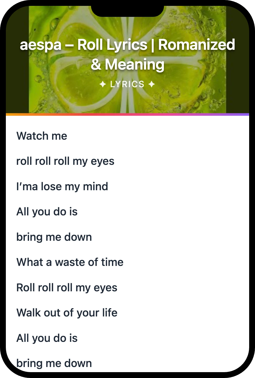 aespa Roll lyrics romanization and English meaning