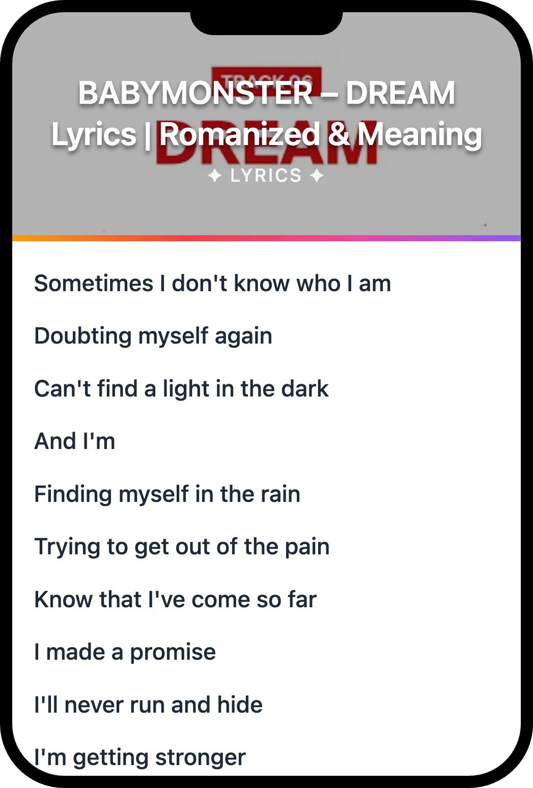 BABYMONSTER DREAM lyrics romanization and English meaning
