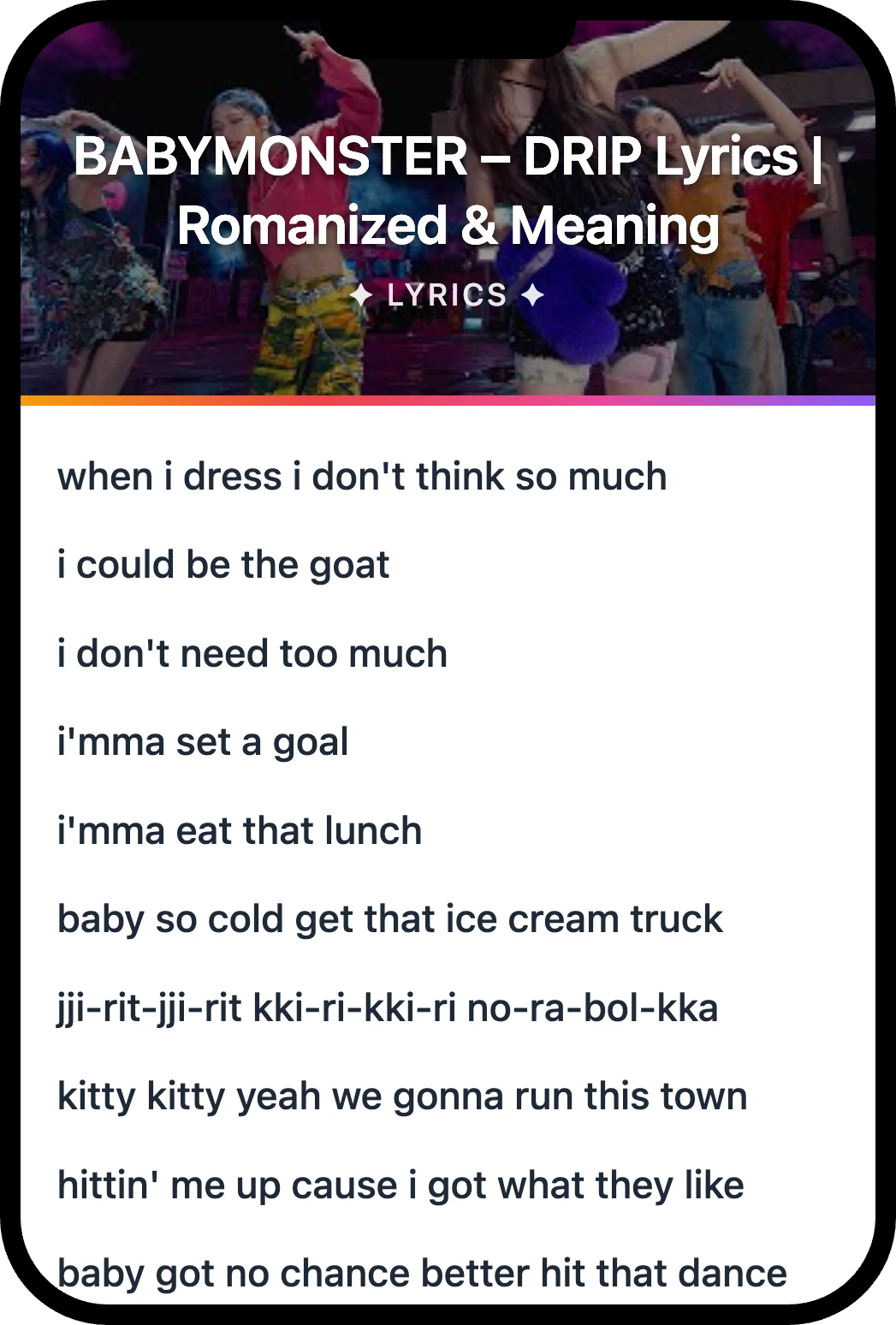BABYMONSTER DRIP lyrics romanization and English meaning