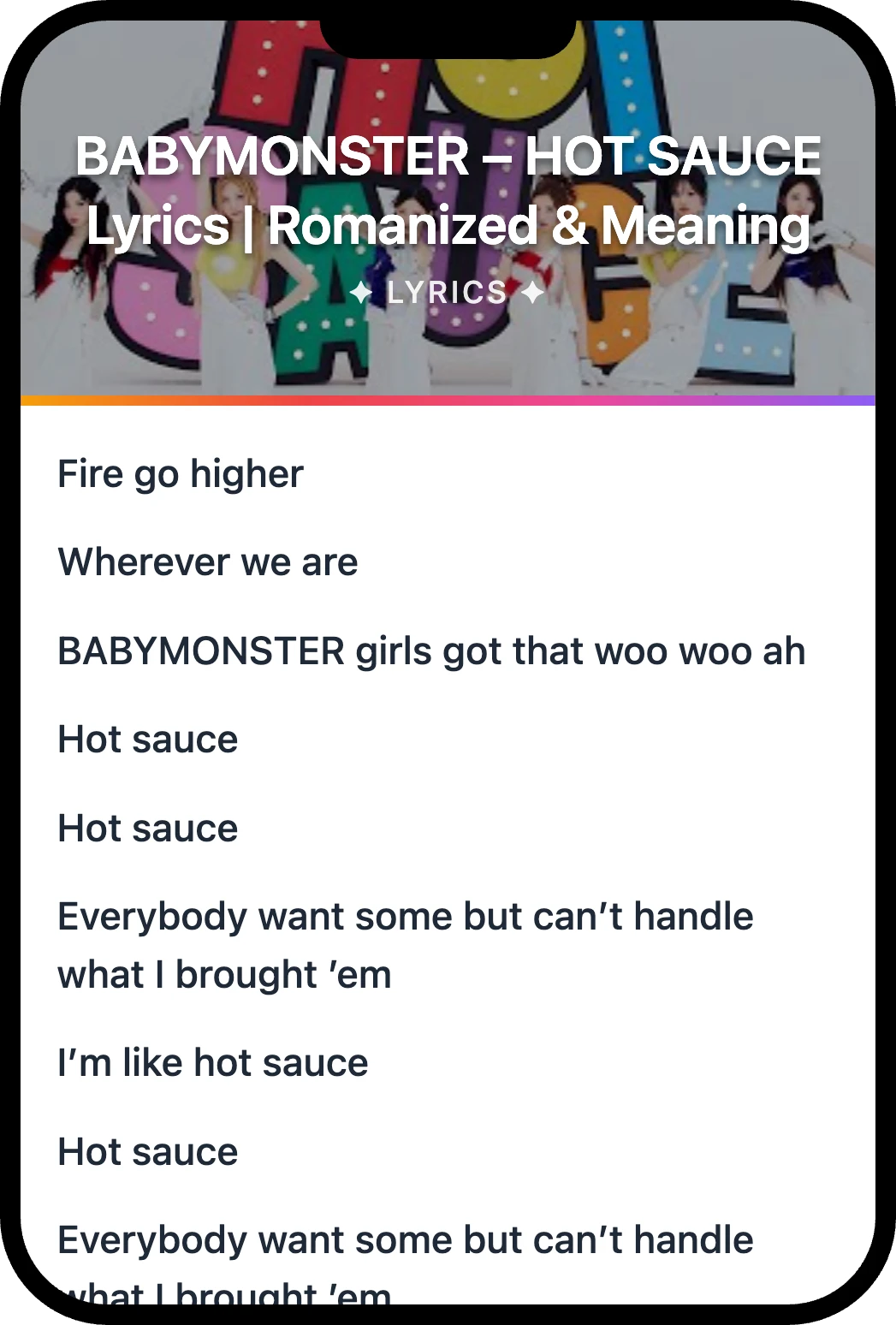 BABYMONSTER HOT SAUCE lyrics romanization and English meaning