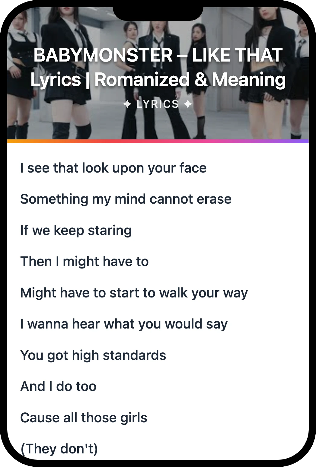 BABYMONSTER LIKE THAT lyrics romanization and English meaning