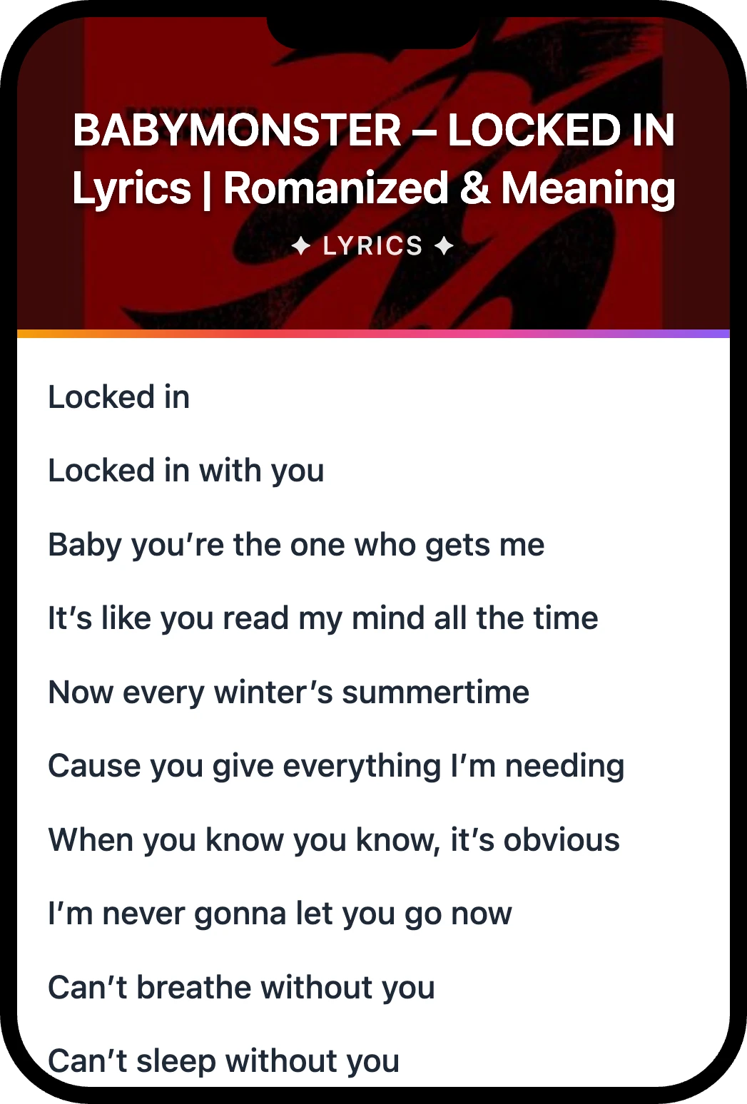 BABYMONSTER LOCKED IN lyrics romanization and English meaning