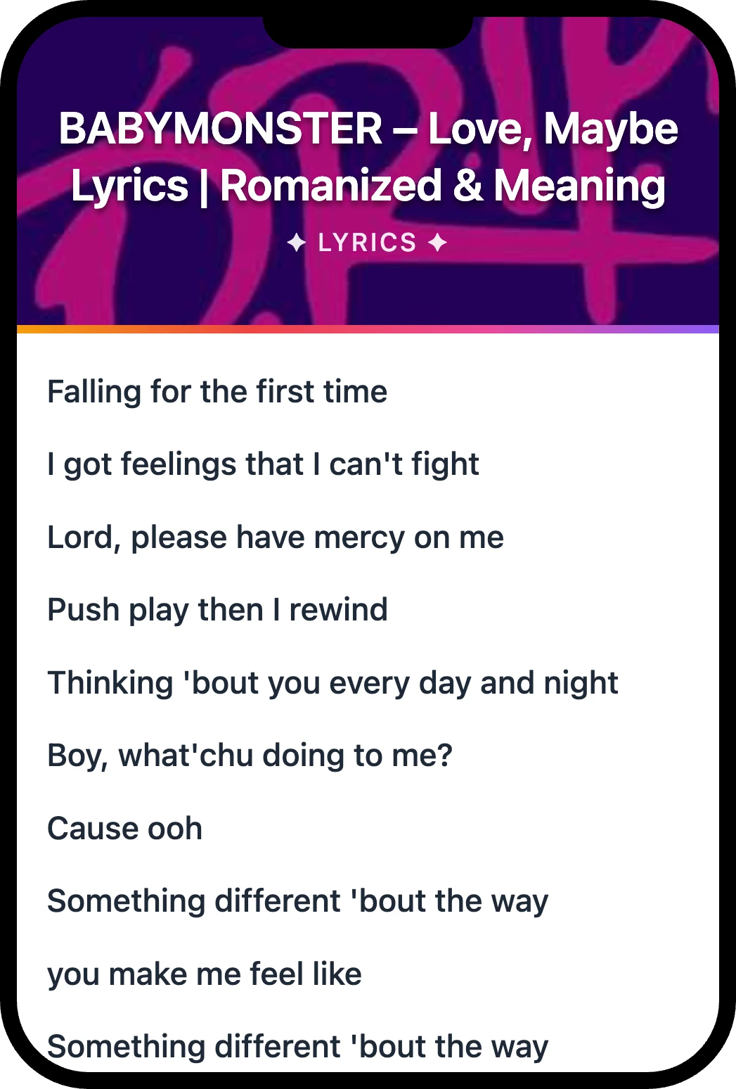BABYMONSTER Love, Maybe lyrics romanization and English meaning