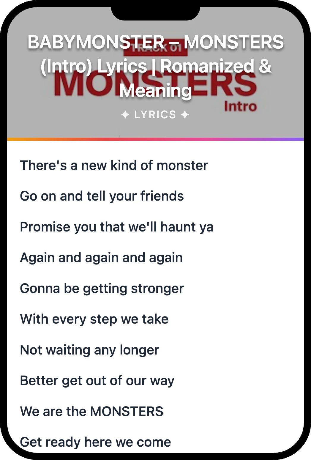 BABYMONSTER MONSTERS lyrics romanization and English meaning