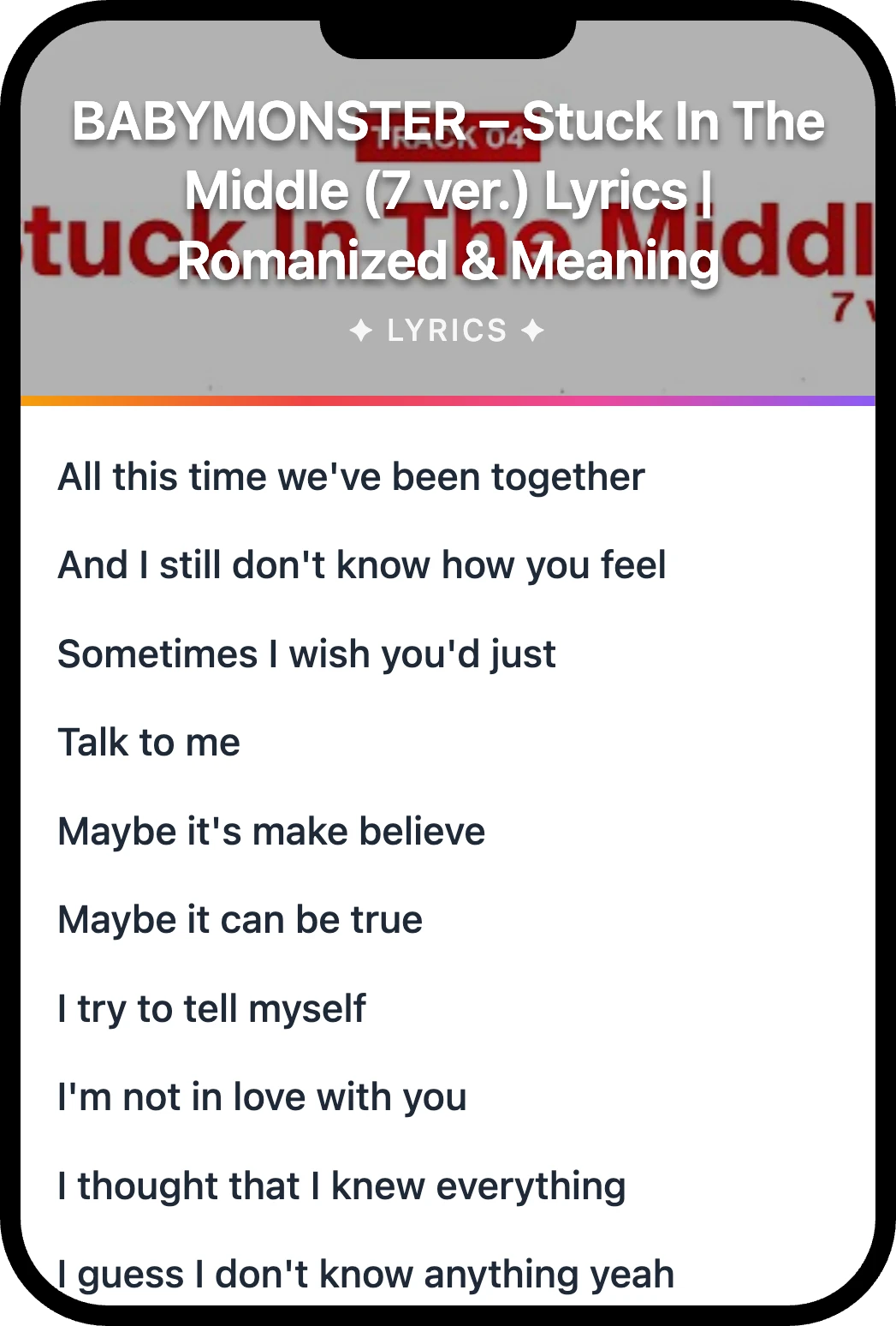 BABYMONSTER Stuck In The Middle lyrics romanization and English meaning