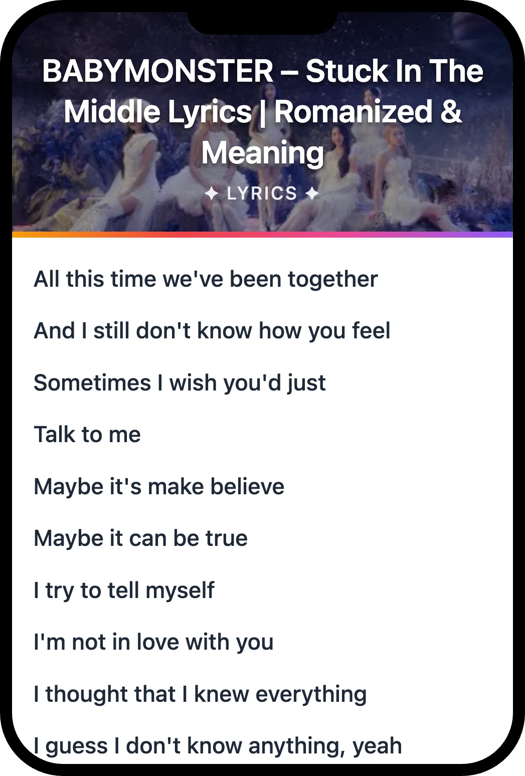 BABYMONSTER Stuck In The Middle lyrics romanization and English meaning