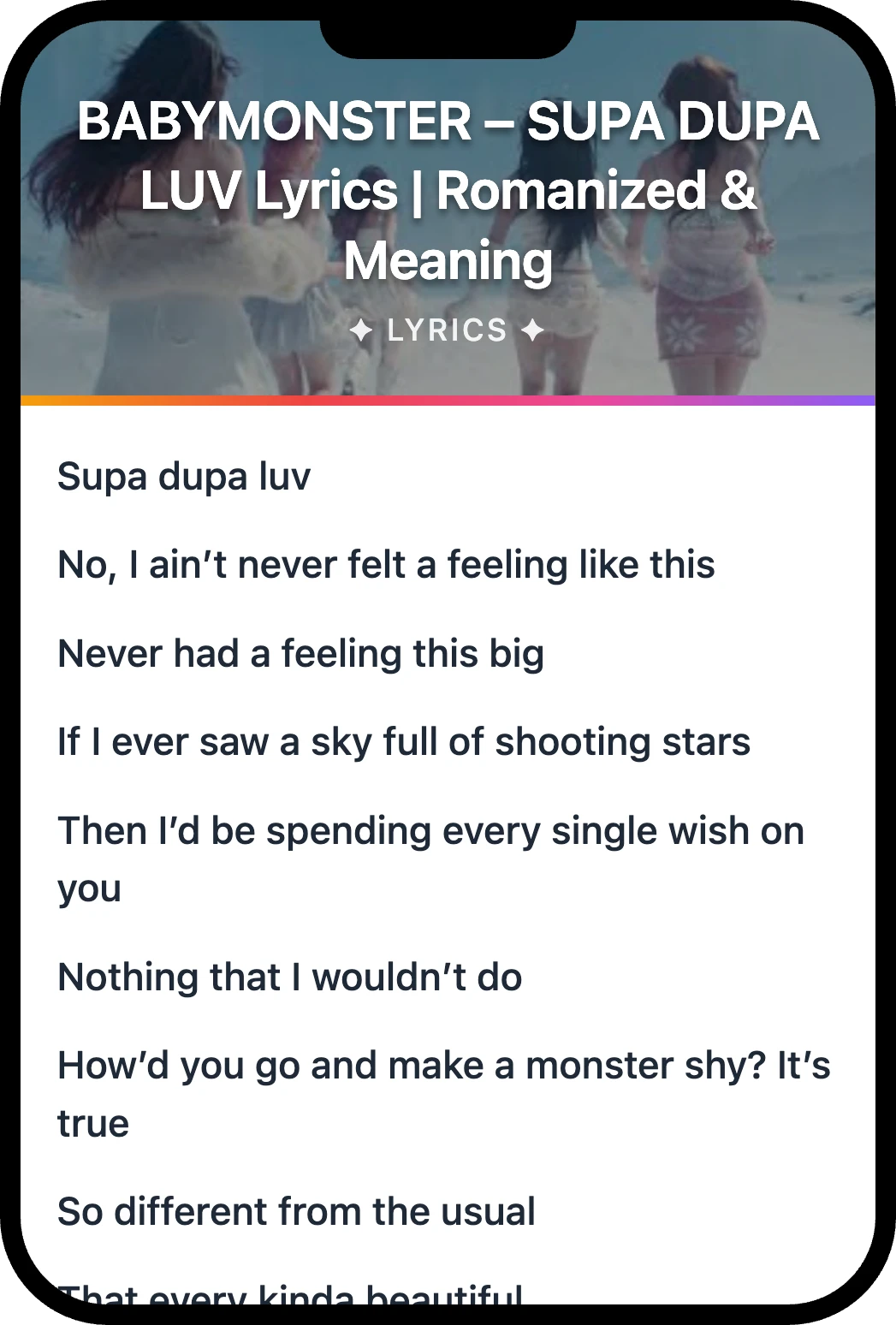 BABYMONSTER SUPA DUPA LUV lyrics romanization and English meaning