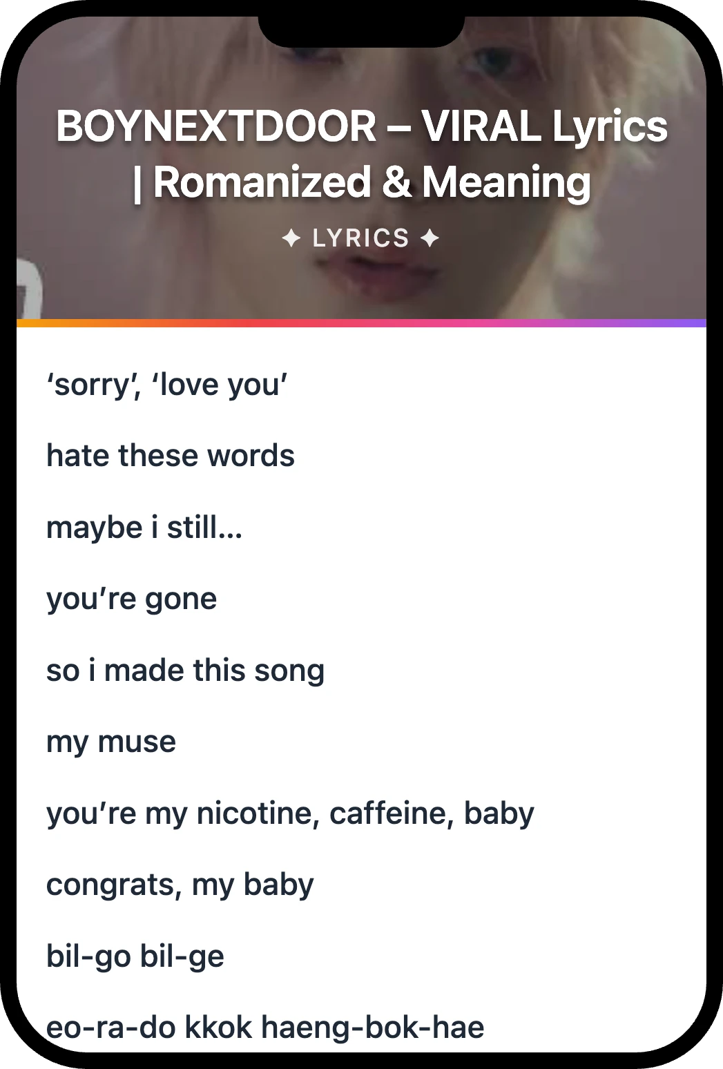 BOYNEXTDOOR VIRAL lyrics romanization and English meaning