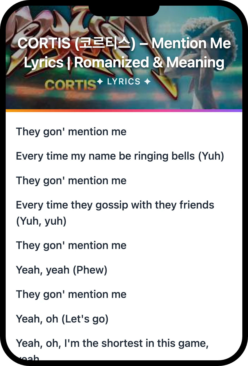 CORTIS (코르티스) Mention Me lyrics romanization and English meaning