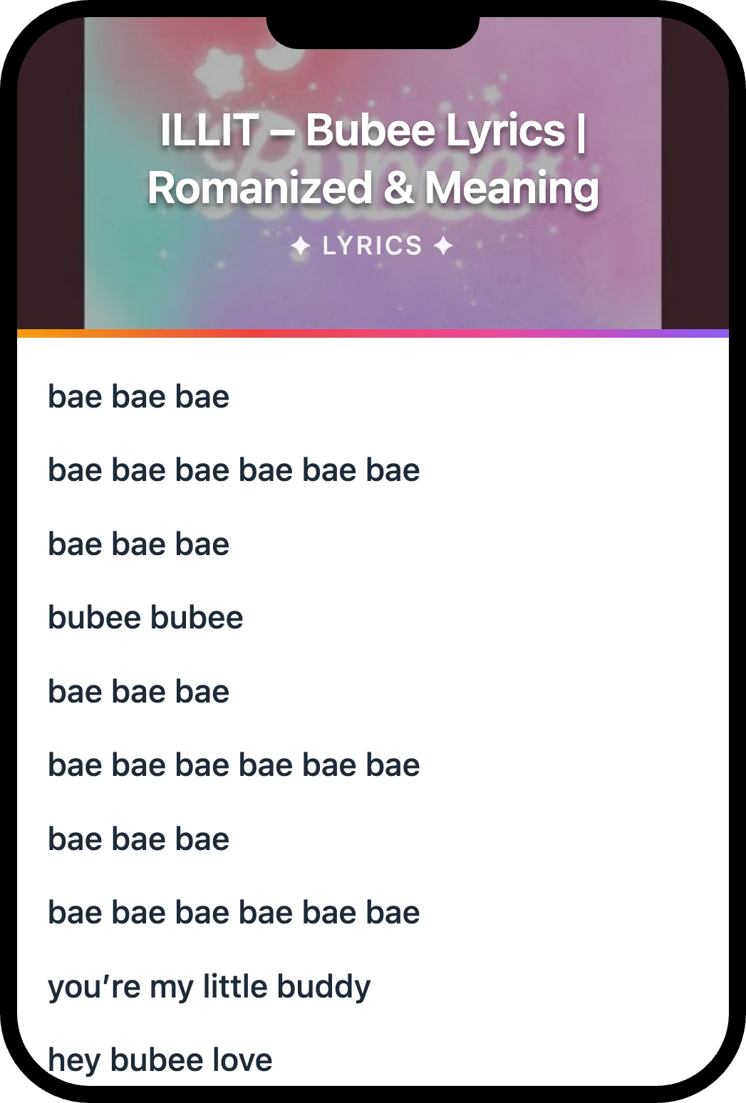 아일릿(ILLIT) Bubee lyrics romanization and English meaning