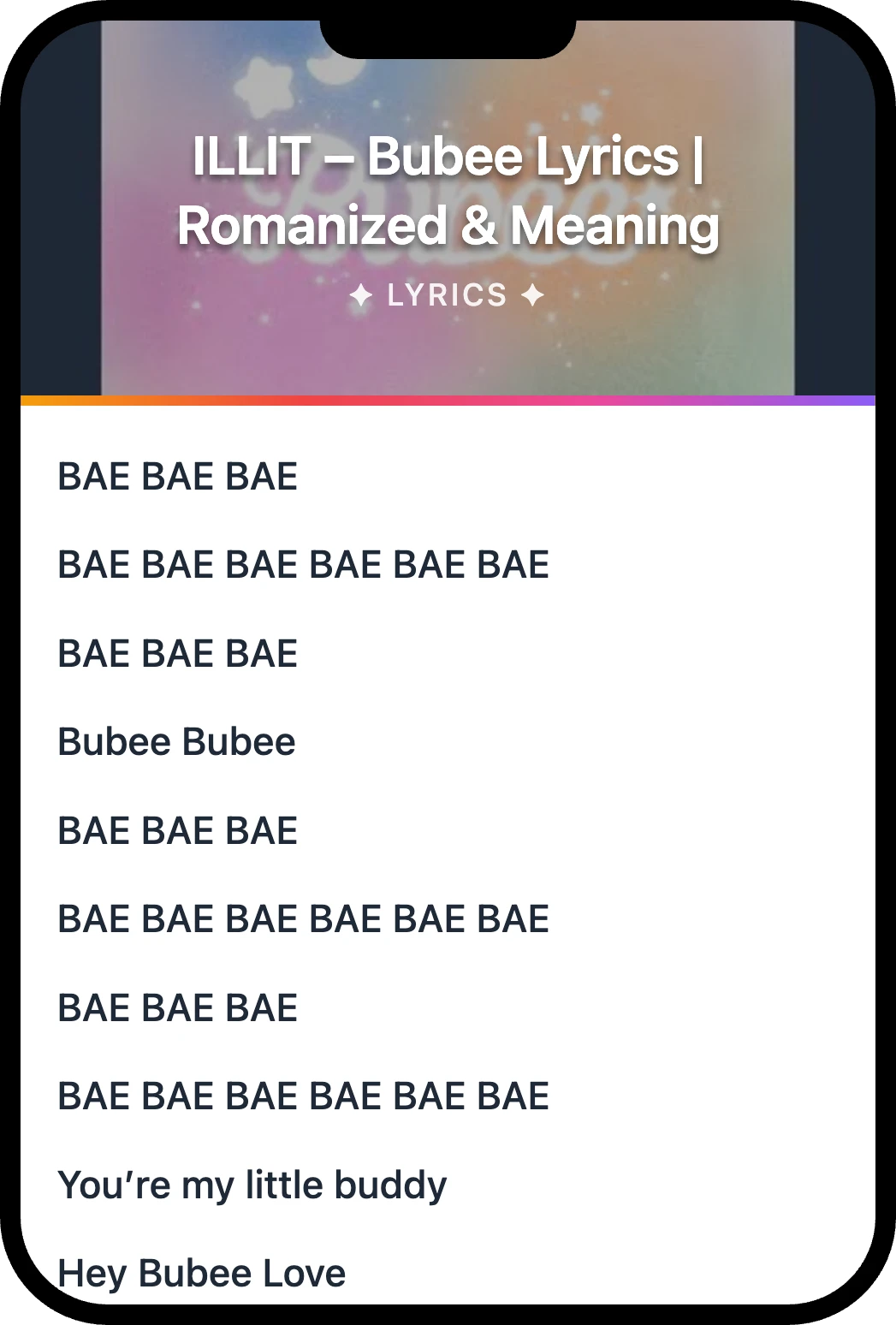 아일릿(ILLIT) Bubee lyrics romanization and English meaning