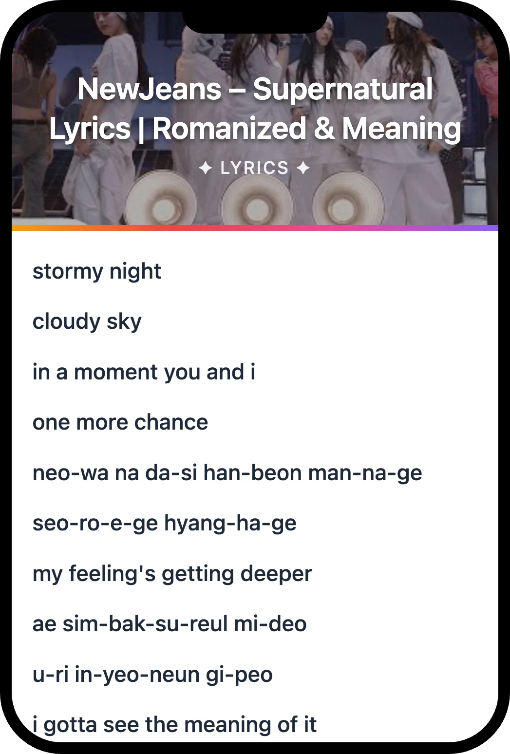 NewJeans Supernatural lyrics romanization and English meaning