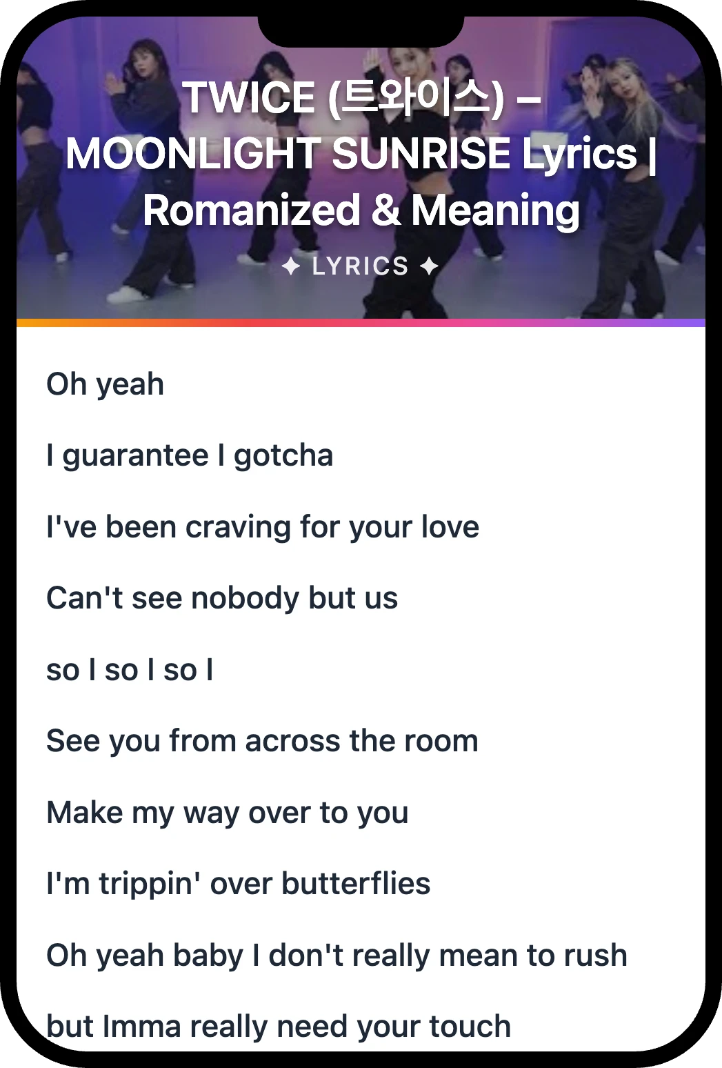 TWICE (트와이스) MOONLIGHT SUNRISE lyrics romanization and English meaning