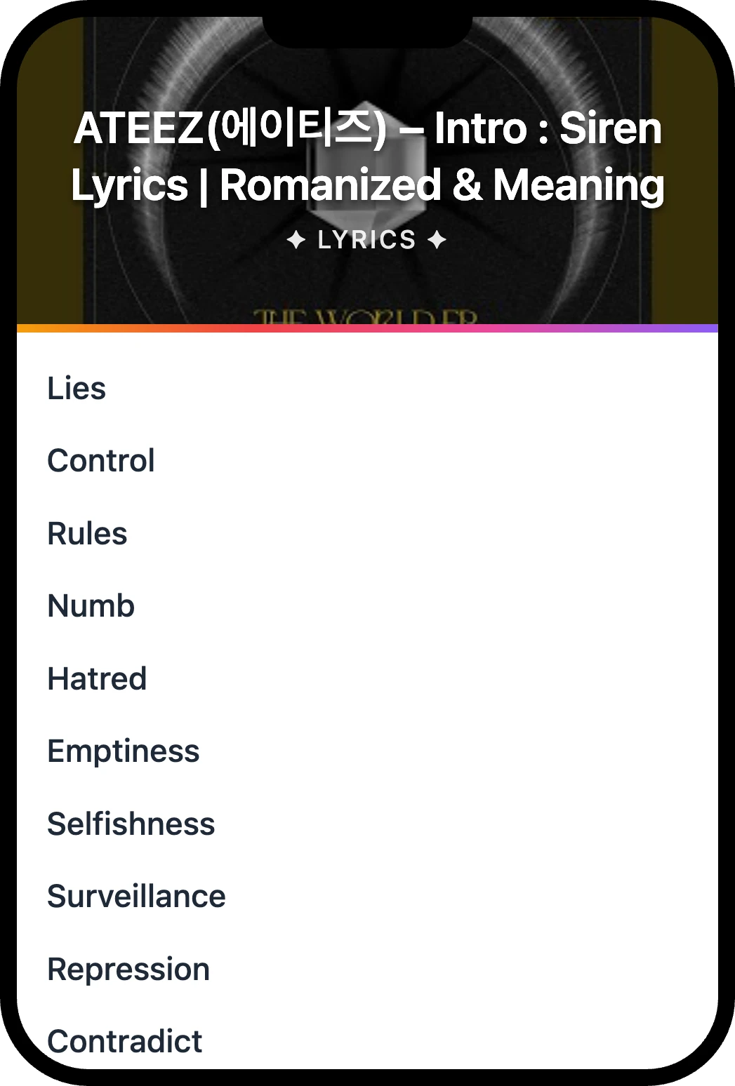 ATEEZ(에이티즈) Intro : Siren lyrics romanization and English meaning