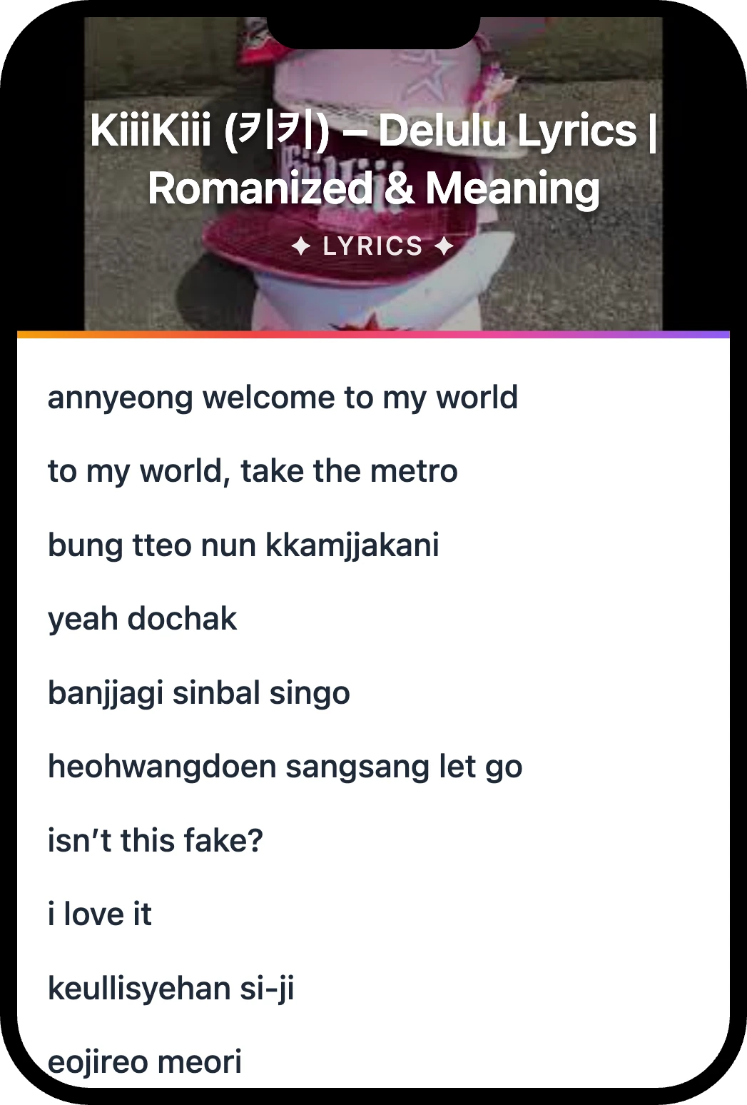 KiiiKiii (키키) Delulu lyrics romanization and English meaning