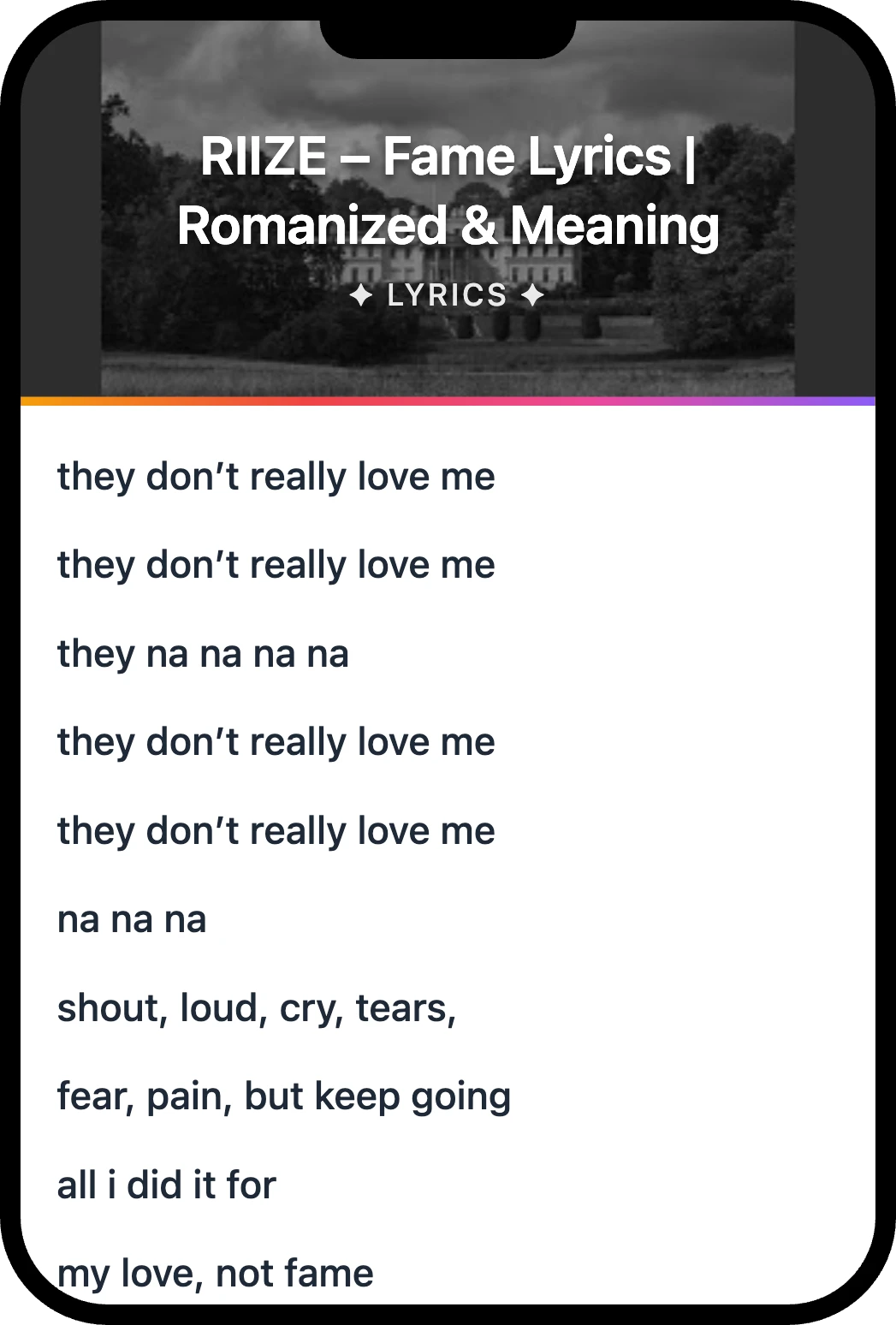 RIIZE Fame lyrics romanization and English meaning