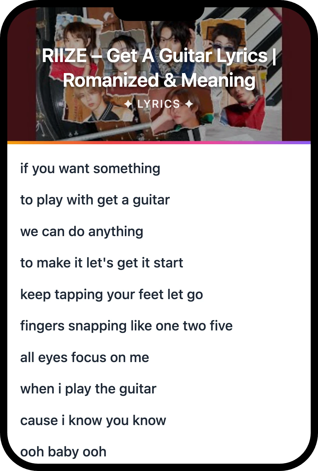 RIIZE Get A Guitar lyrics romanization and English meaning