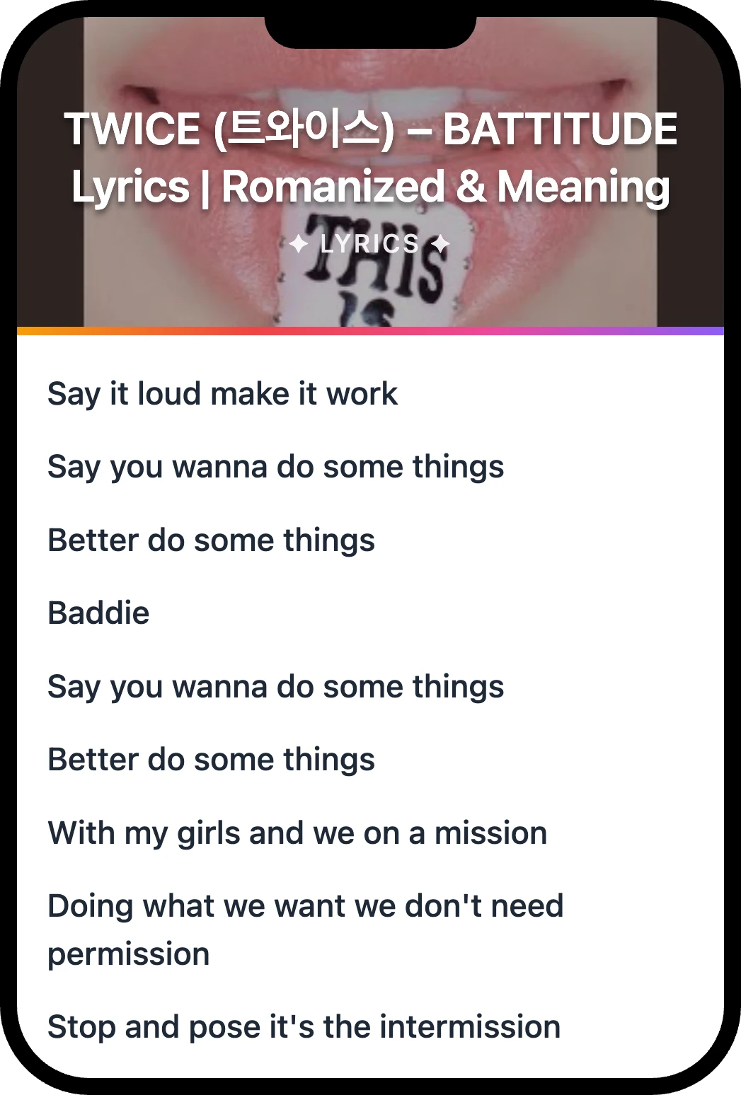 TWICE (트와이스) BATTITUDE lyrics romanization and English meaning
