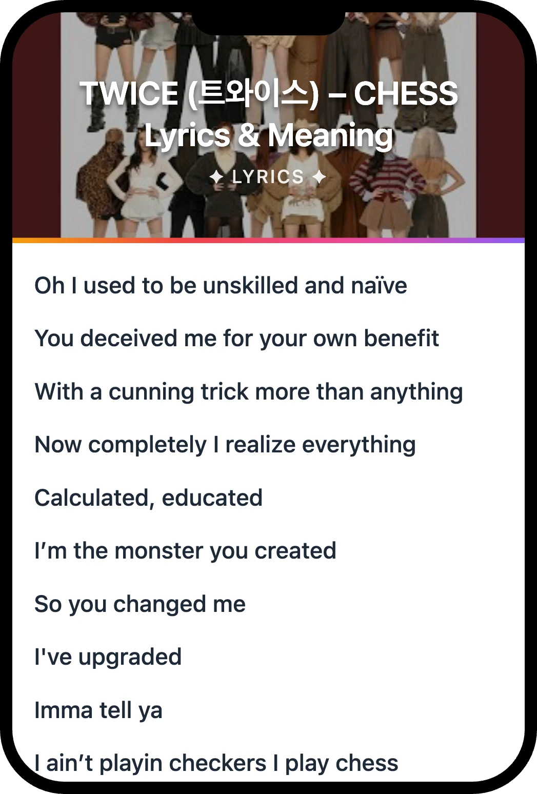 TWICE (트와이스) CHESS lyrics romanization and English meaning