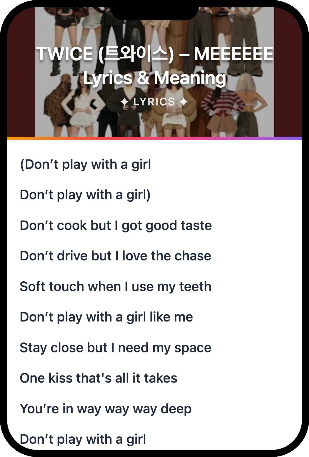 TWICE (트와이스) MEEEEEE lyrics romanization and English meaning