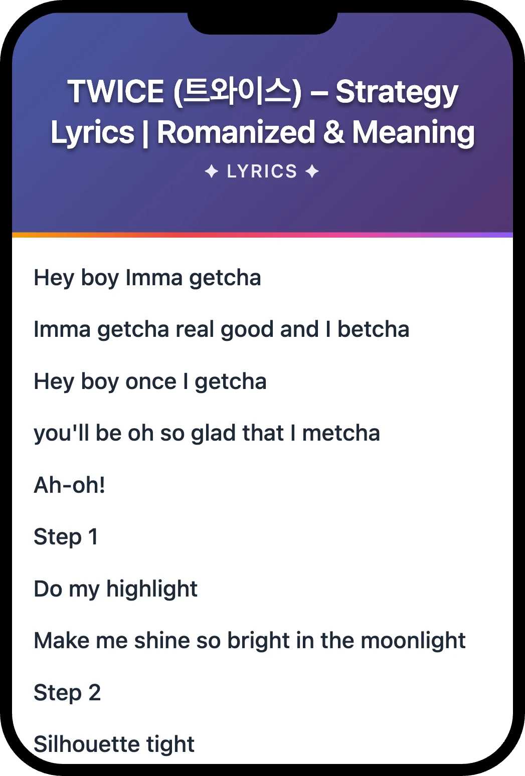 TWICE (트와이스) Strategy lyrics romanization and English meaning