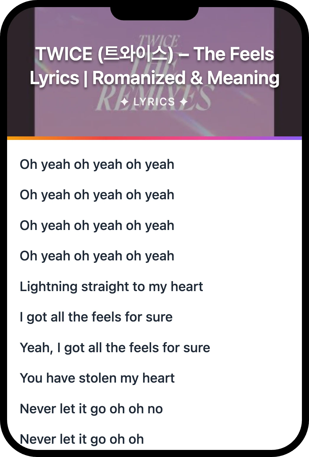 TWICE (트와이스) The Feels lyrics romanization and English meaning