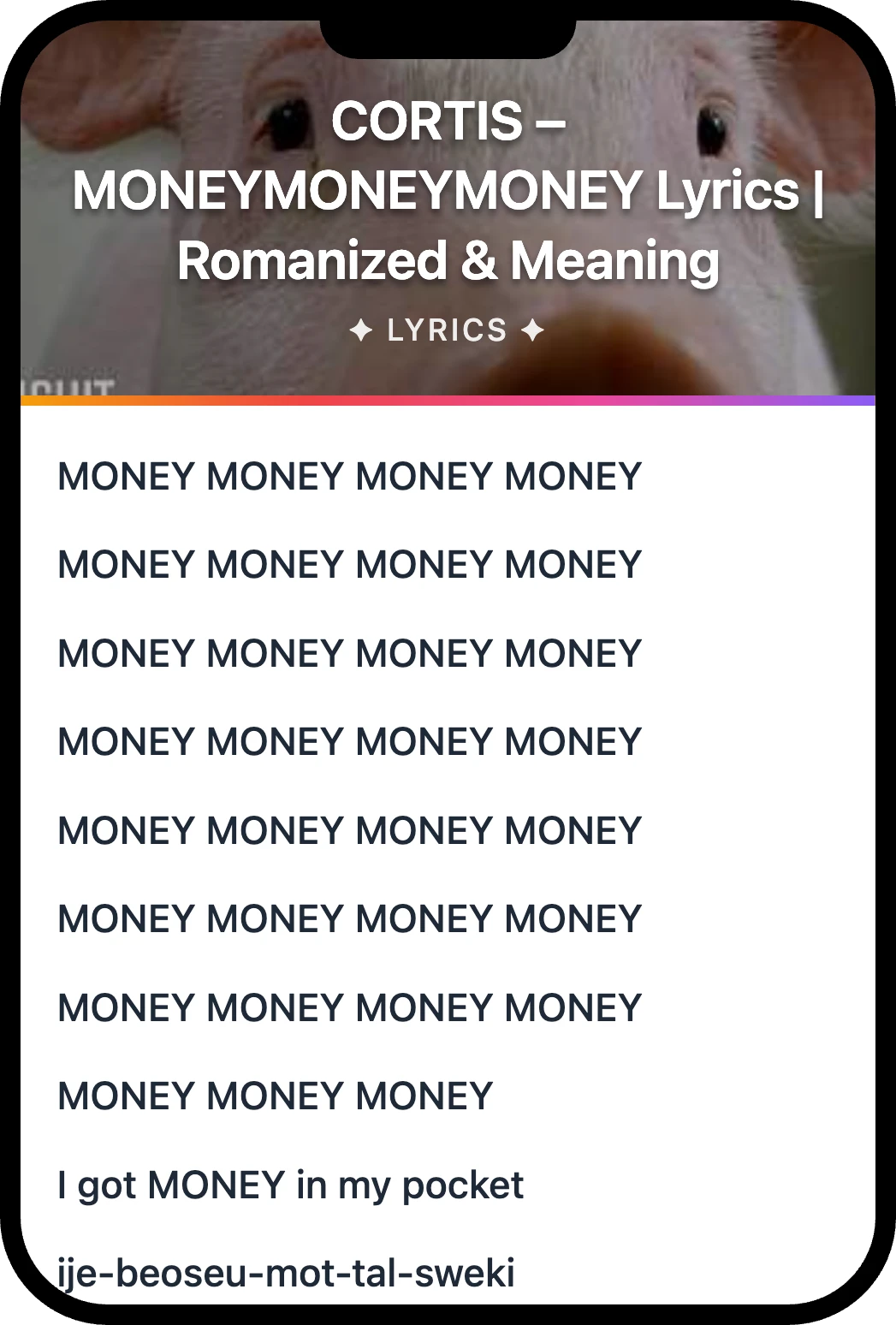 CORTIS MONEYMONEYMONEY lyrics romanization and English meaning