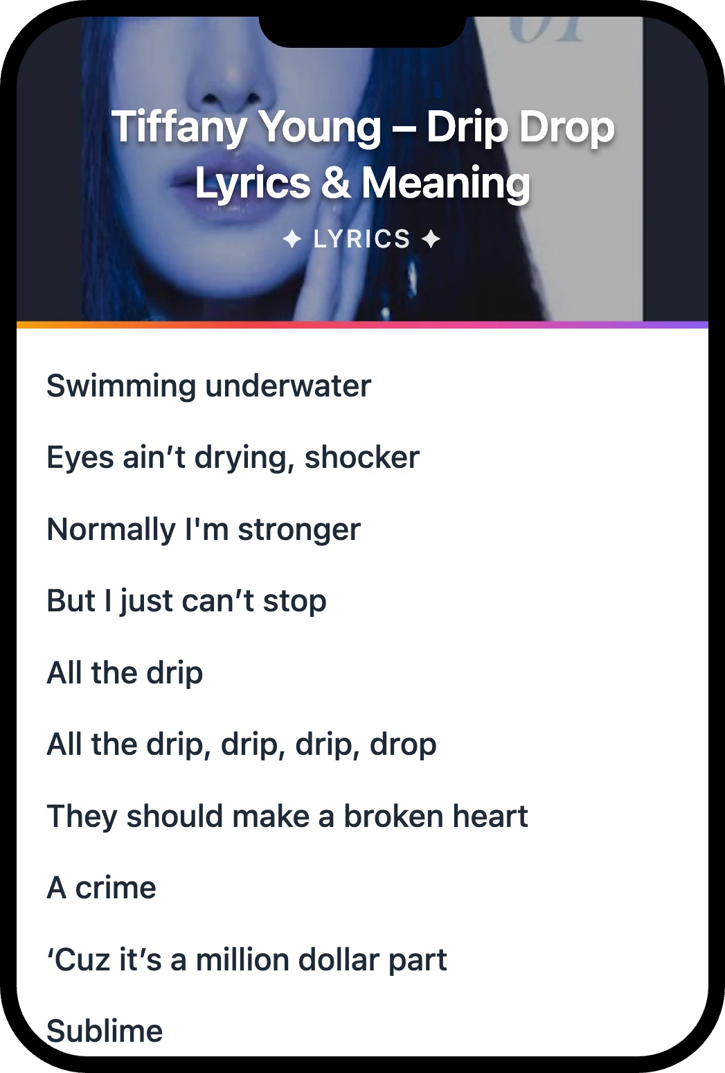 Tiffany Young Drip Drop lyrics romanization and English meaning