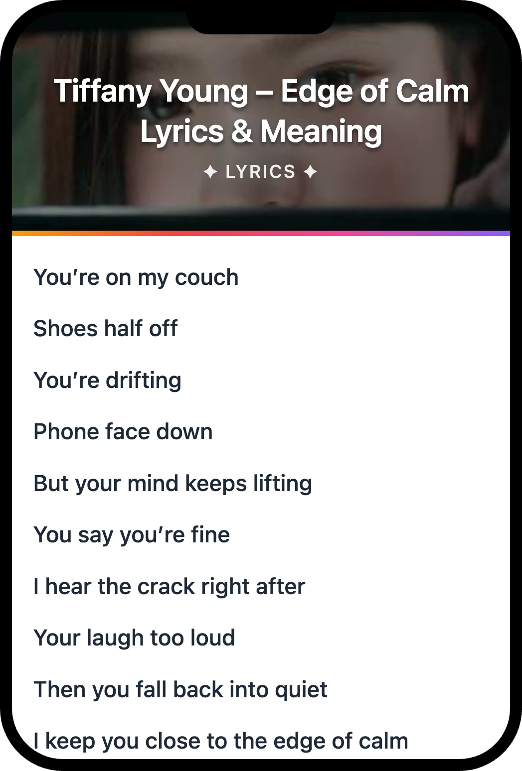 Tiffany Young Edge of Calm lyrics romanization and English meaning