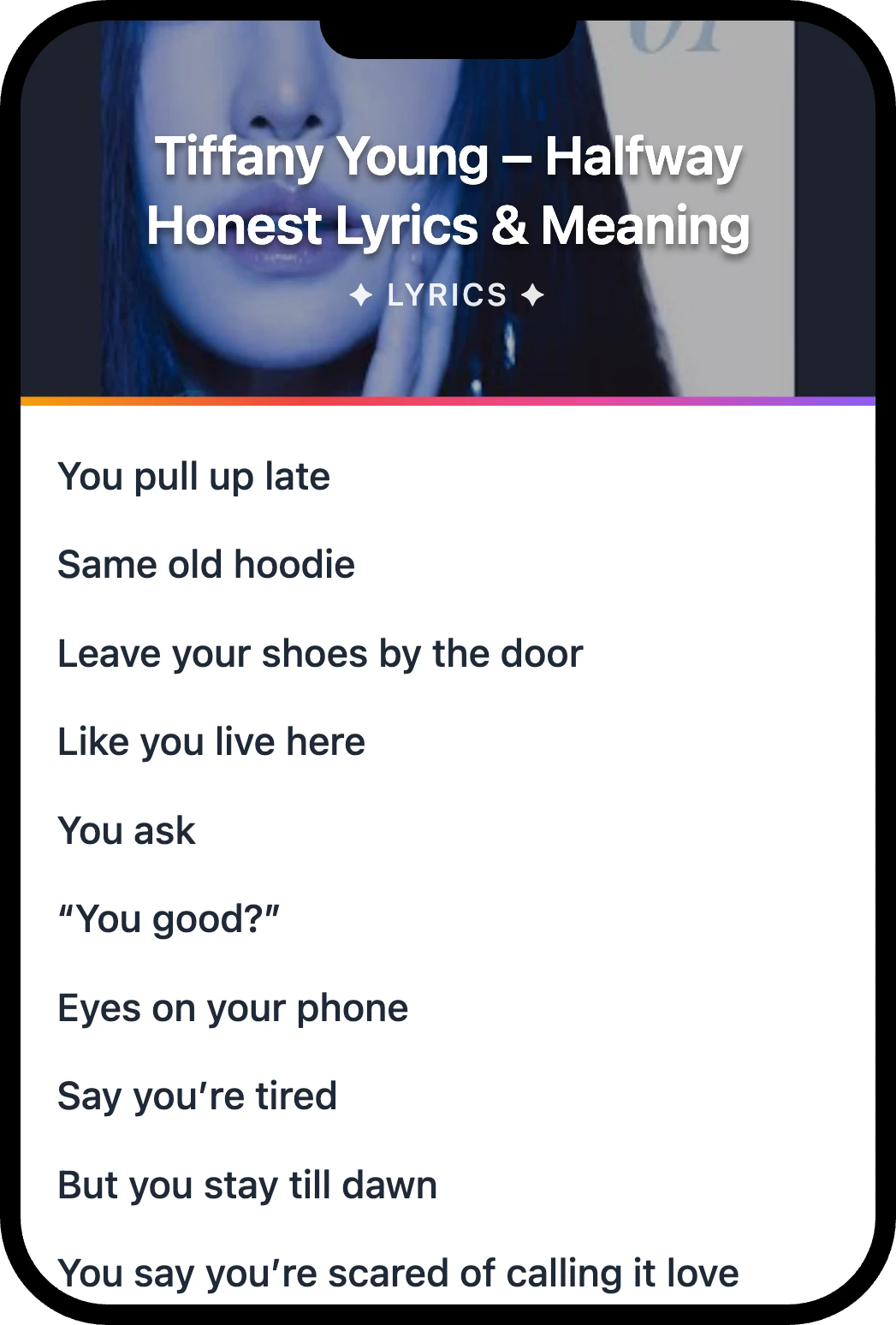 Tiffany Young Halfway Honest lyrics romanization and English meaning