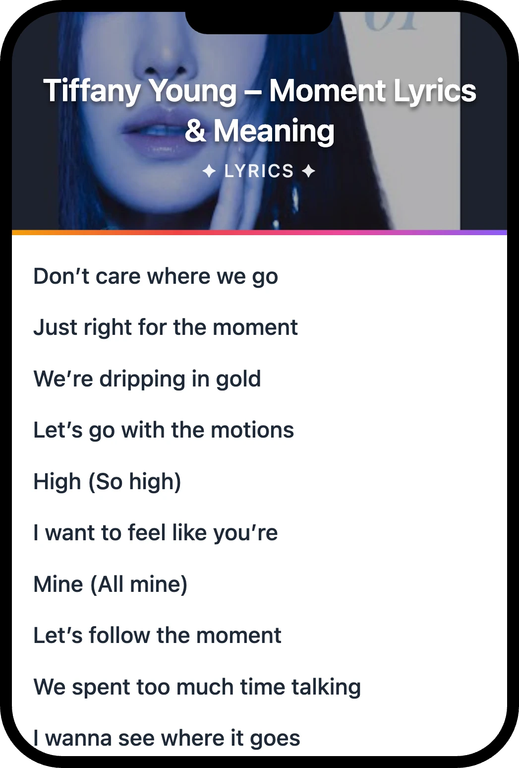 Tiffany Young Moment lyrics romanization and English meaning