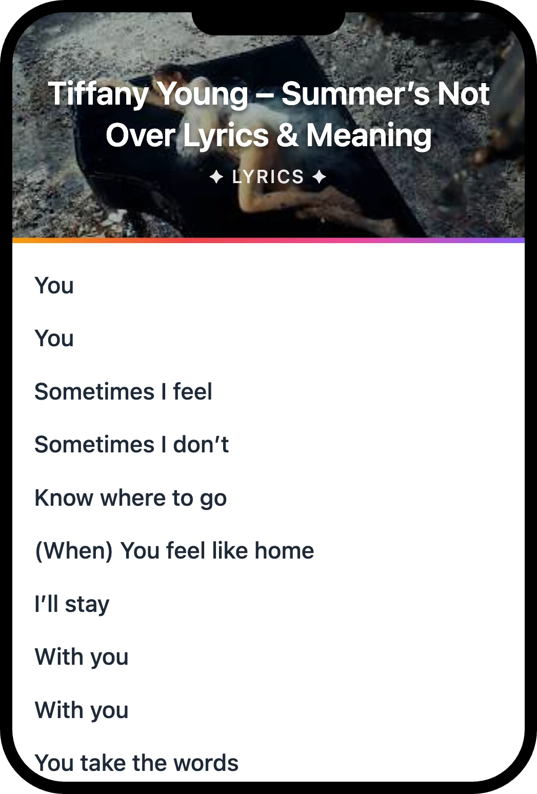 Tiffany Young Summer’s Not Over lyrics romanization and English meaning