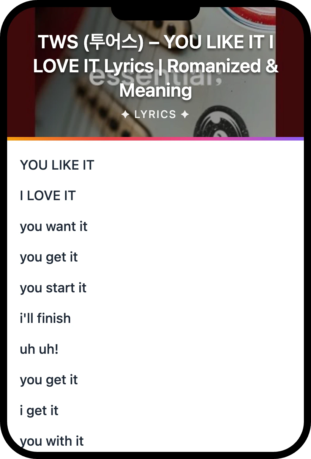 TWS (투어스) YOU LIKE IT I LOVE IT lyrics romanization and English meaning